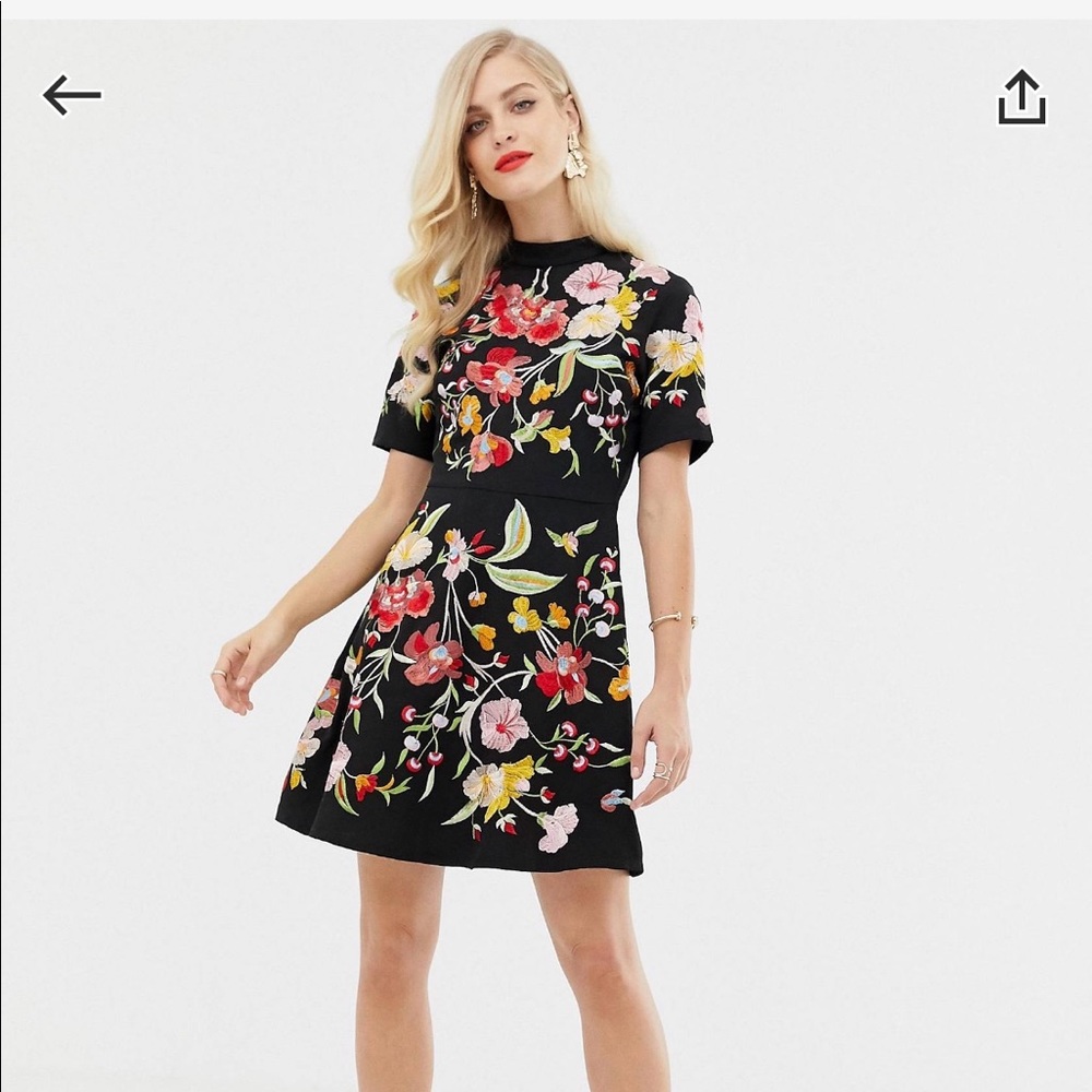 ASOS Embroidered Mini Dress - Out of Stock